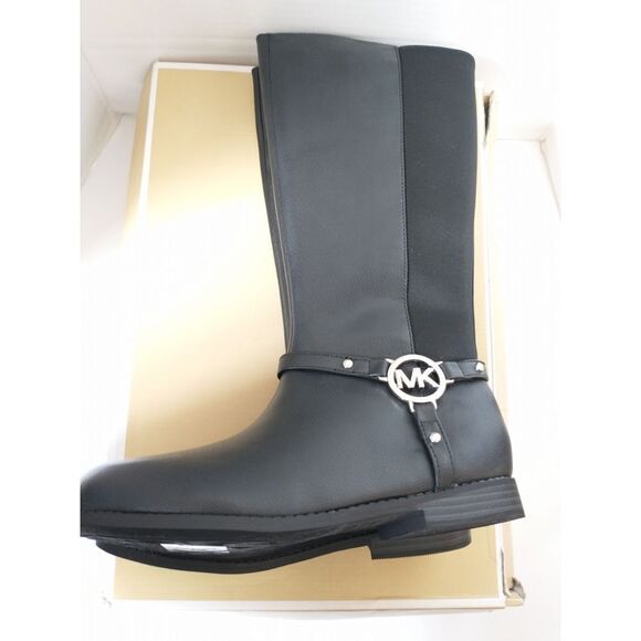 New! MICHAEL KORS MK Logo Toddler Emma Riding Boots Tall Boots Black Knee High - Picture 10 of 12